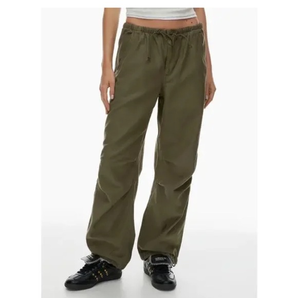 Aritzia Pants - Aritzia TNA original cache cargo parachutepants Olive Green Wide-Leg Track Pants
